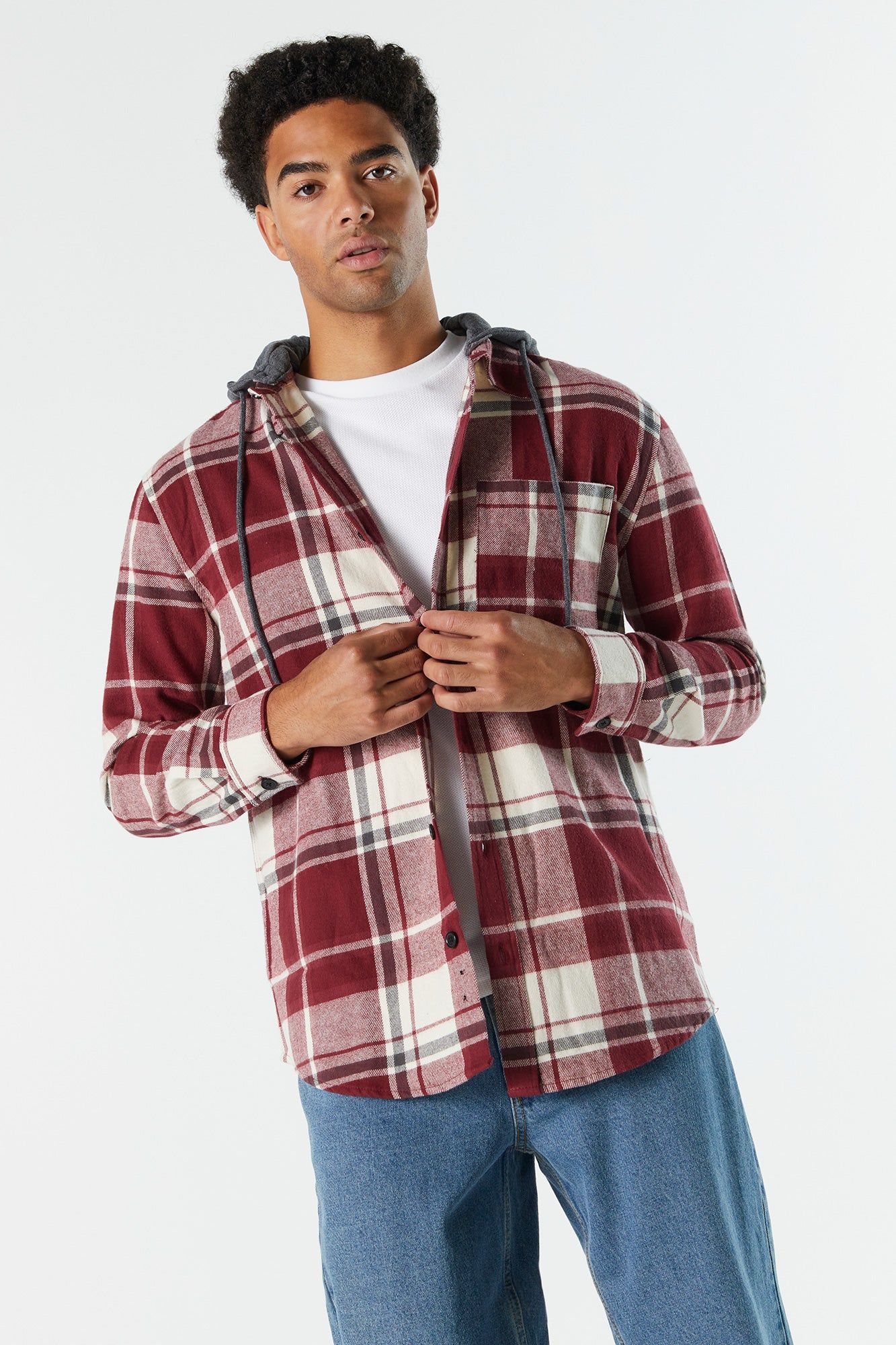 Plaid Hooded Flannel sold by Urban Planet product image thumbnail 2