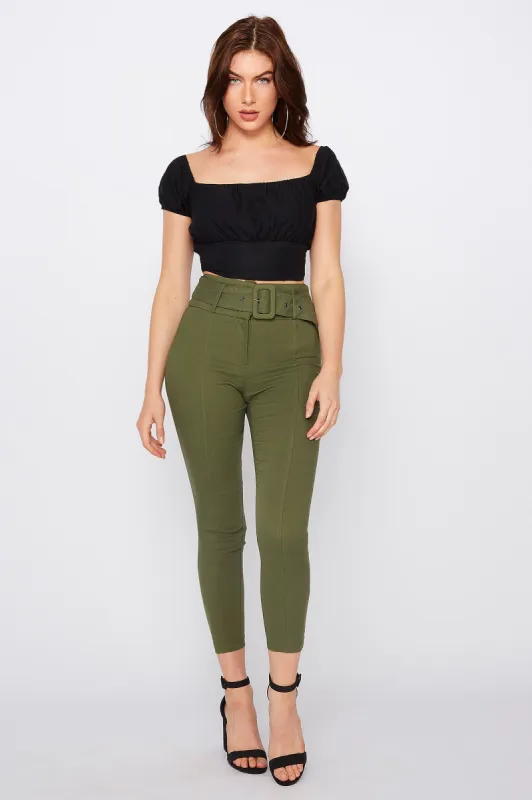 High-Rise Self Belted Skinny Pant sold by Urban Planet