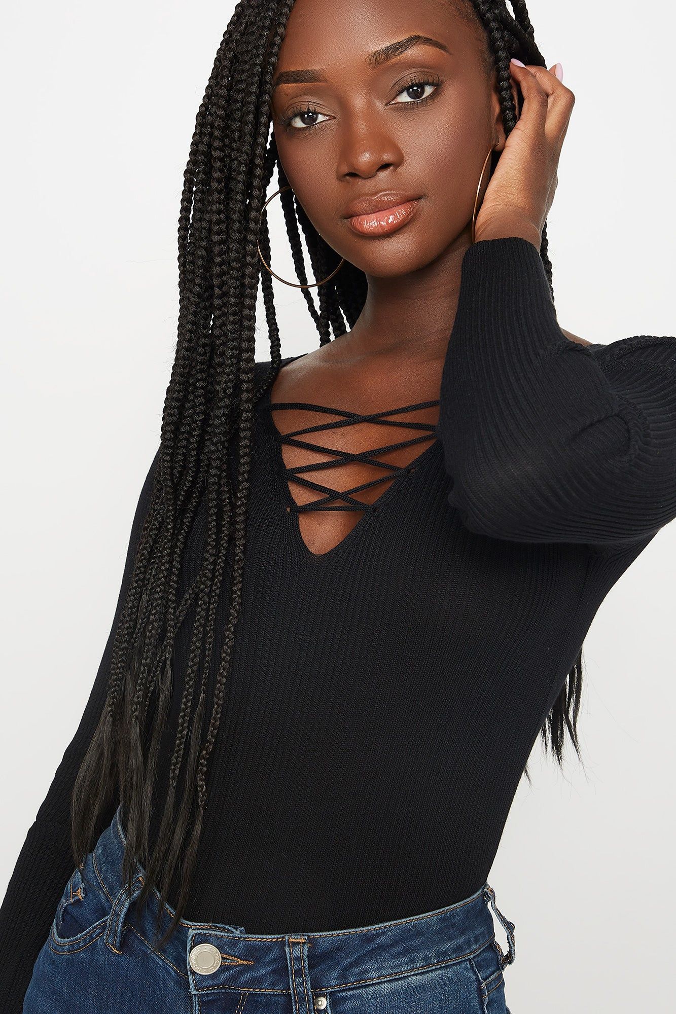 Ribbed Lace-Up Long Sleeve Top sold by Urban Planet product image thumbnail 5