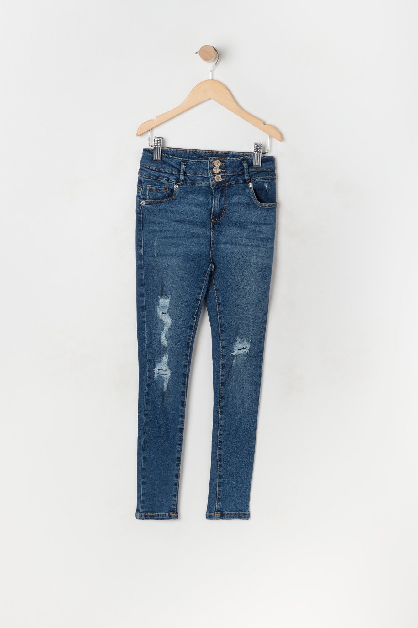 Girls Ibiza Distressed Dark Wash Skinny Jean sold by Urban Planet