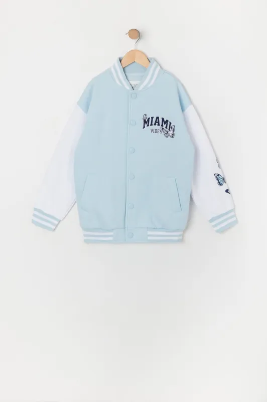Girls Miami Vibes Embroidered Varsity Jacket sold by Urban Planet