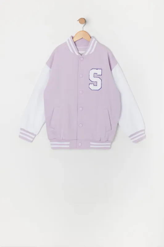 Girls San Diego Chenille Embroidered Varsity Jacket sold by Urban Planet