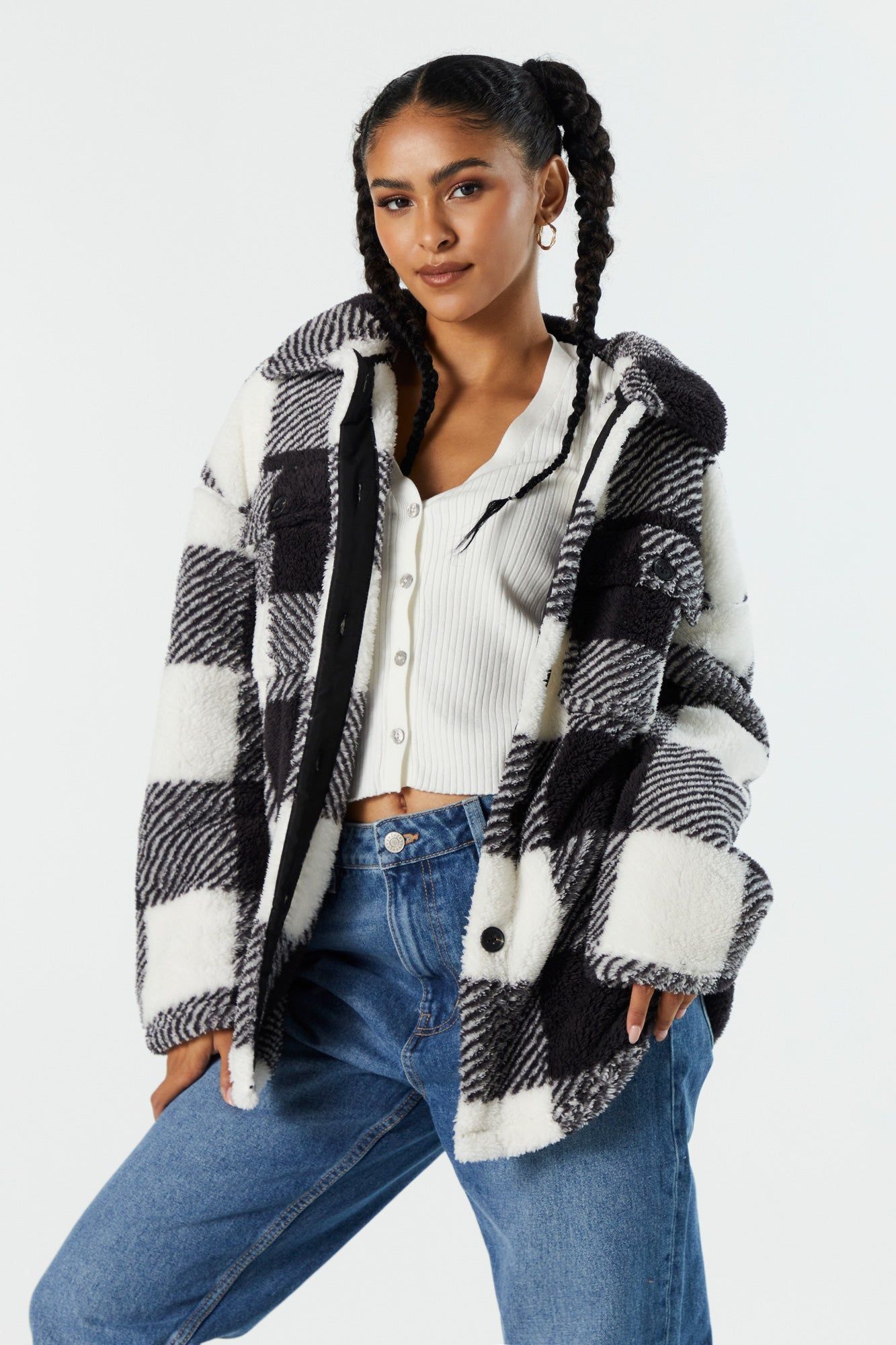 Plush Plaid Shacket sold by Urban Planet product image thumbnail 5