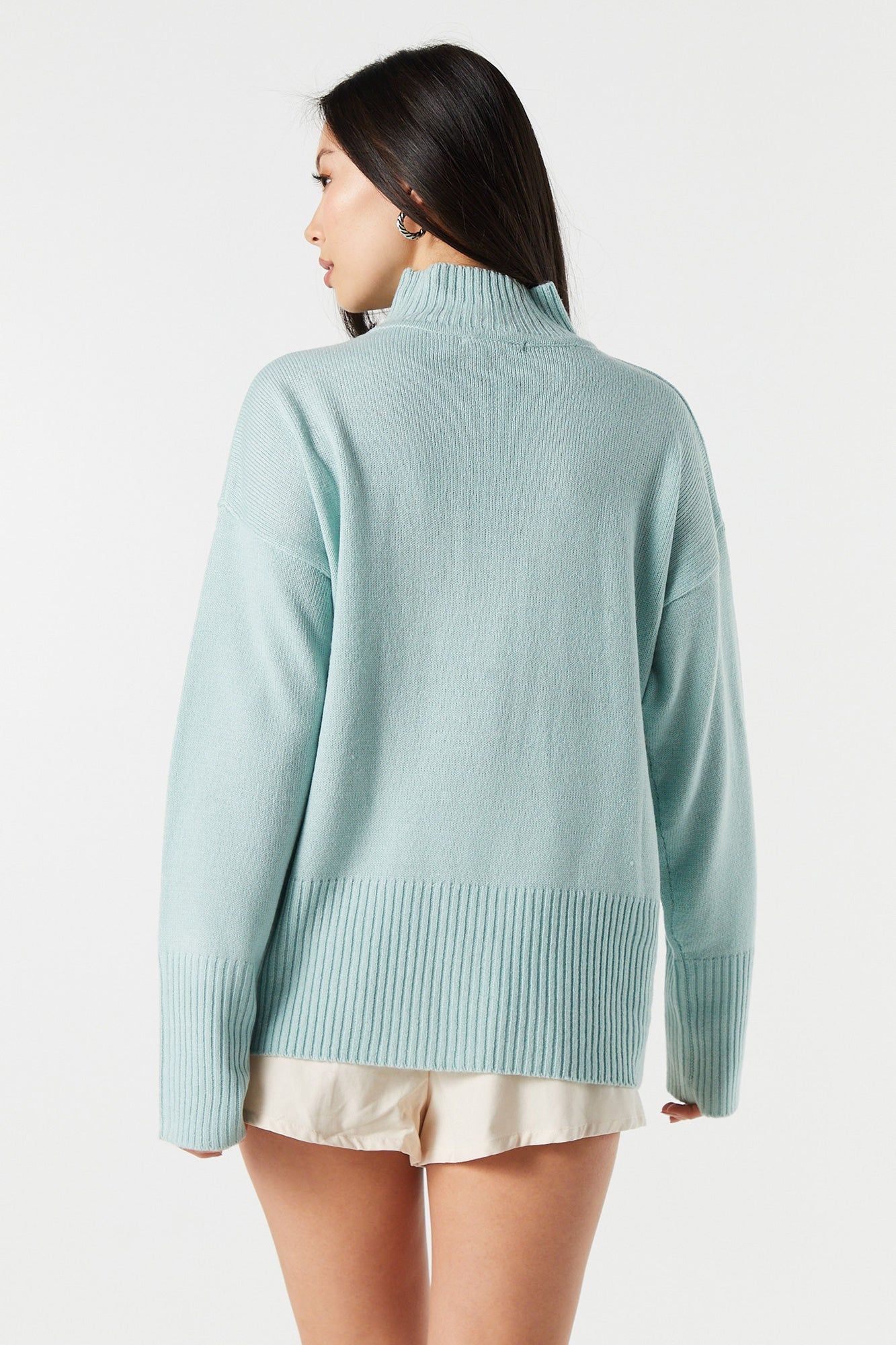 Oversized Ribbed Knit Mock Neck Sweater sold by Urban Planet product image thumbnail 2