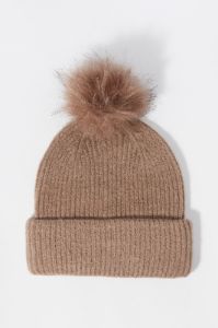 Ribbed Knit Hat with Pom Pom sold by Urban Planet