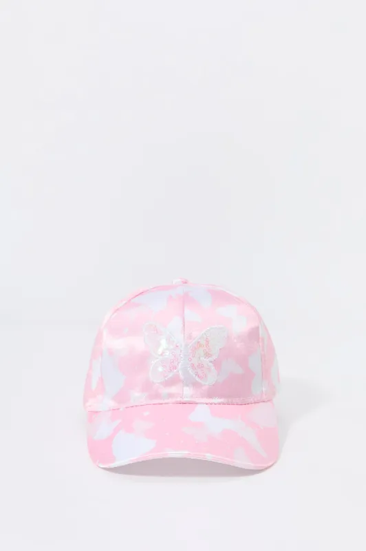 Girls Sequin Butterfly Print Baseball Hat sold by Urban Planet