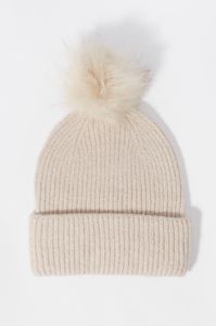 Ribbed Knit Hat with Pom Pom sold by Urban Planet