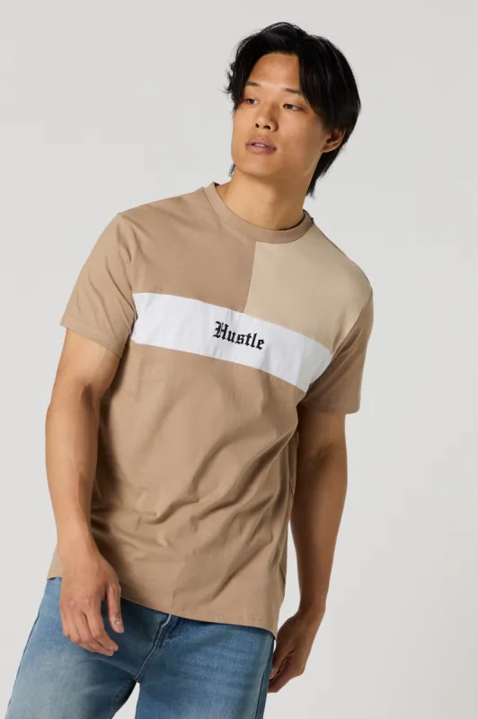 Hustle Graphic Colourblock T-Shirt sold by Urban Planet