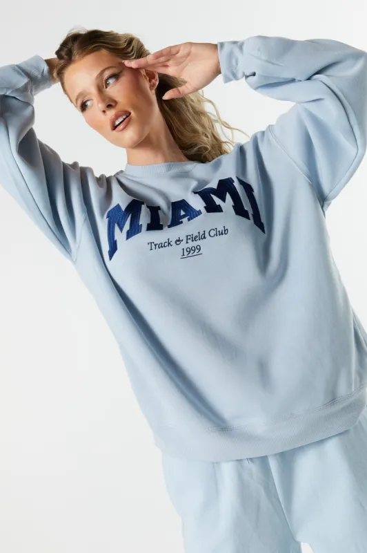 Chandail ras du cou avec motif brodé Miami sold by Urban Planet
