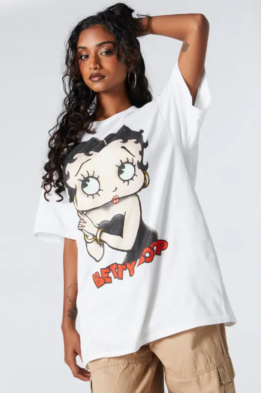 Betty Boop White Graphic Boyfriend T-Shirt sold by Urban Planet