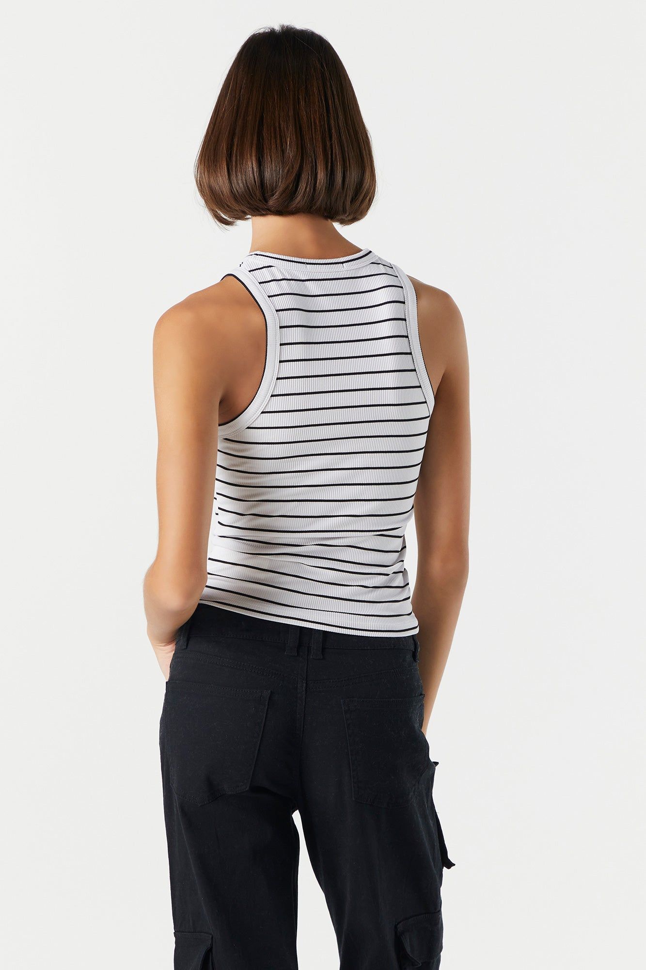 Striped Ribbed High Neck Tank sold by Urban Planet product image thumbnail 2