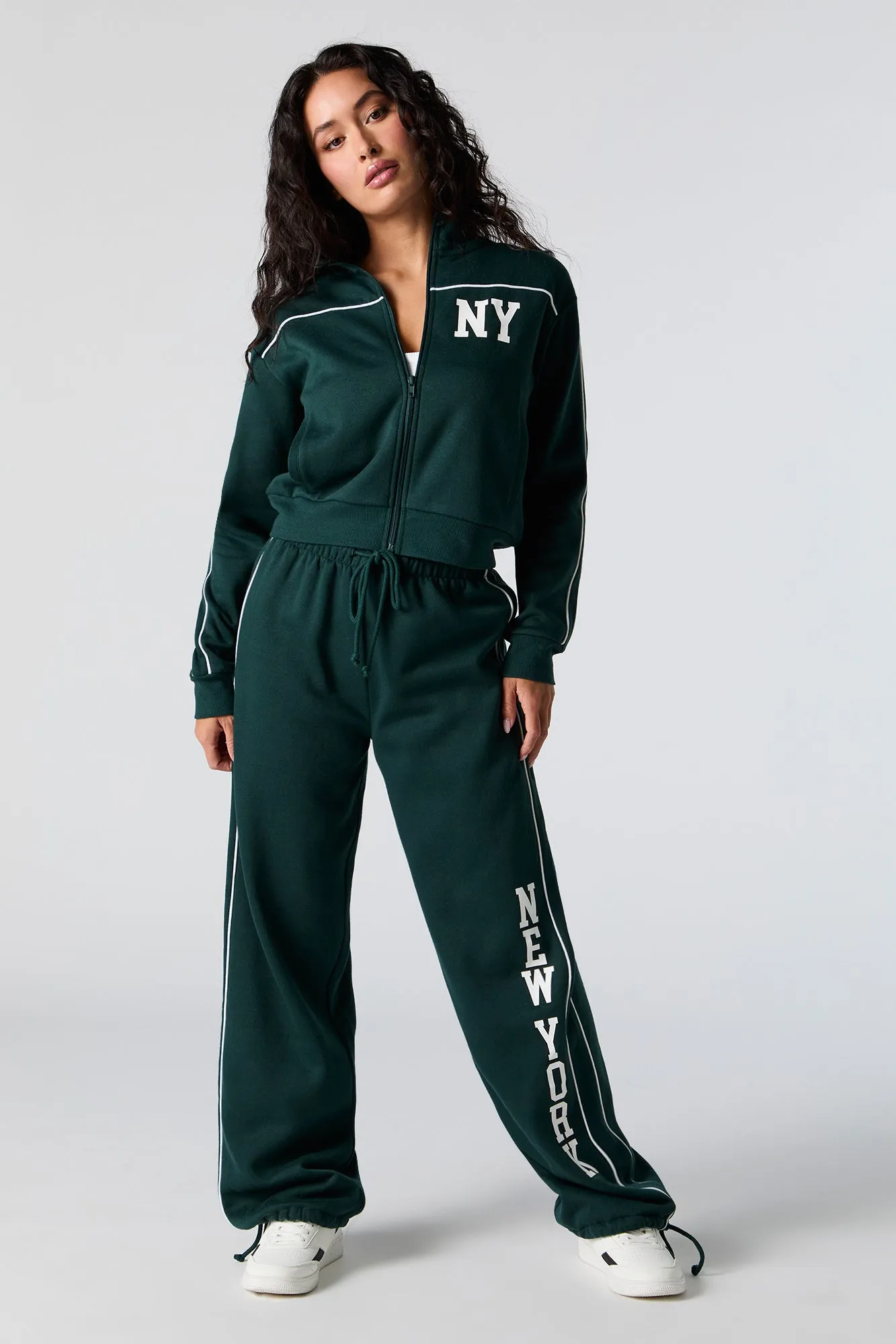 Graphic Fleece Zip-Up Cropped Sweatshirt sold by Urban Planet product image thumbnail 3