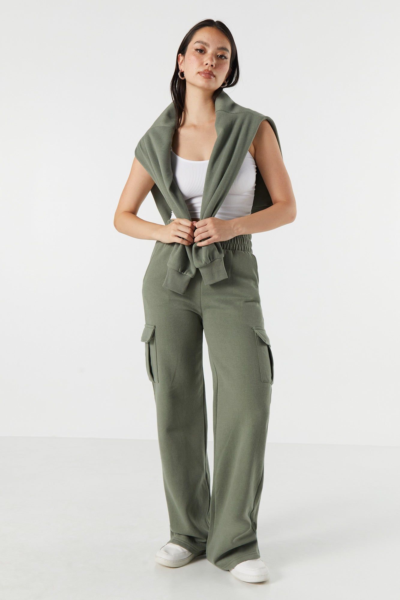 Fleece Cargo Wide Leg Pant sold by Urban Planet