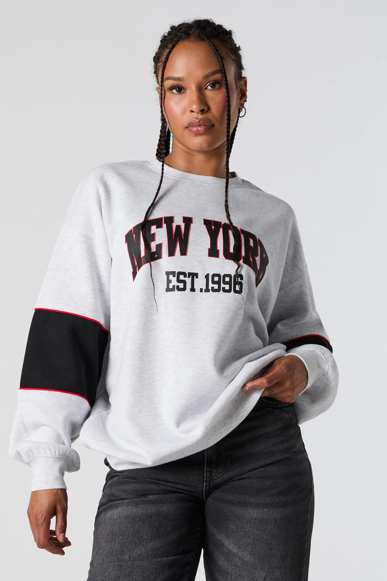 Chenille Embroidered Colourblock Sweatshirt sold by Urban Planet product image thumbnail 2