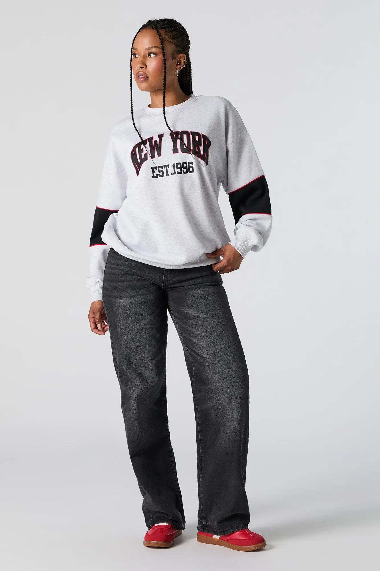 Chenille Embroidered Colourblock Sweatshirt sold by Urban Planet product image thumbnail 4