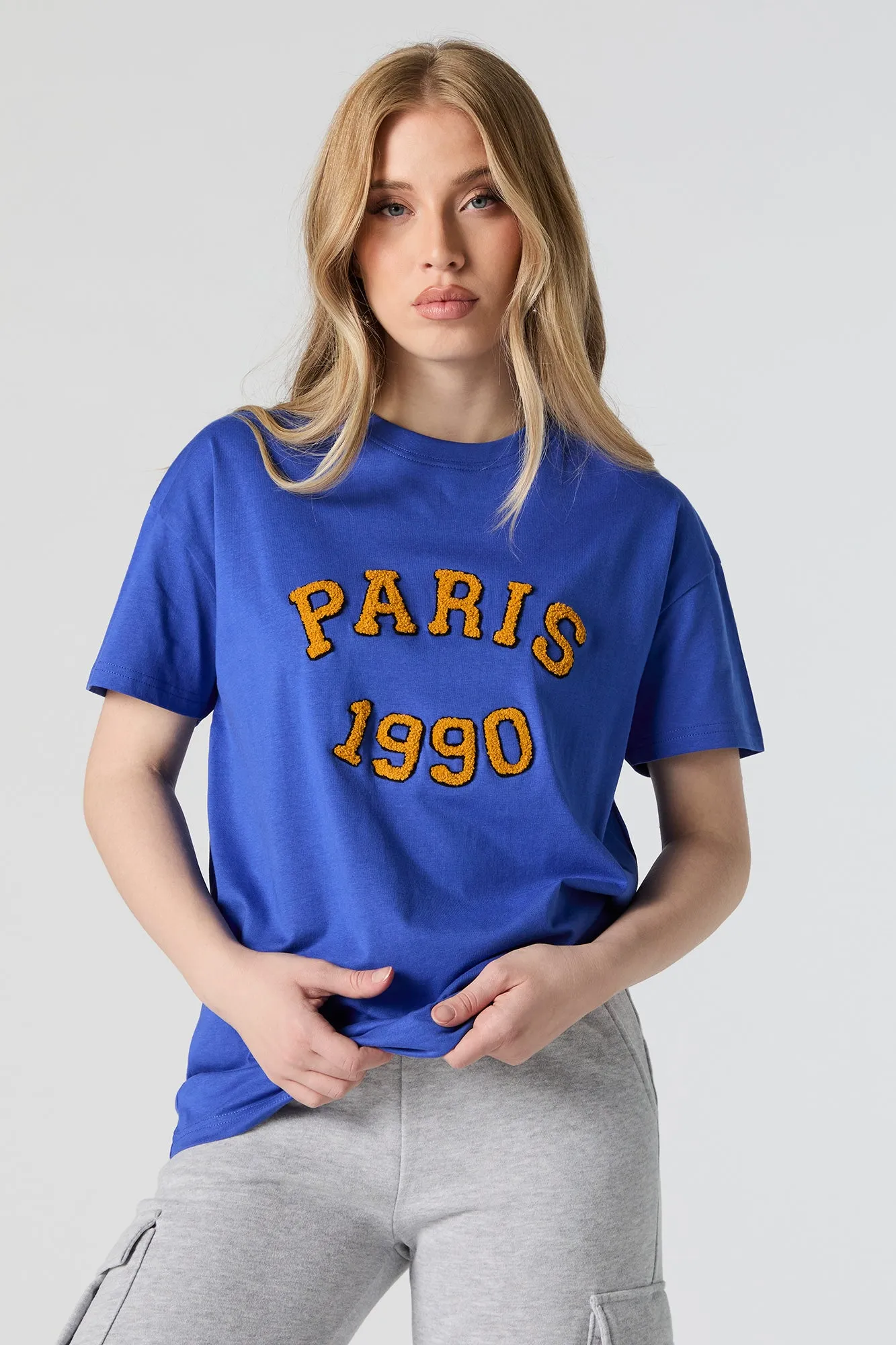 Paris Chenille Embroidered T-Shirt sold by Urban Planet