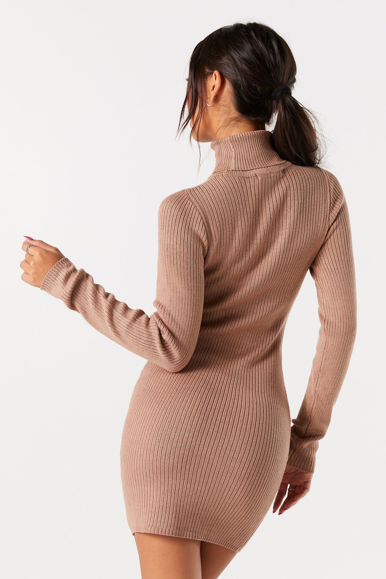 Ribbed Knit Turtleneck Sweater Dress sold by Urban Planet product image thumbnail 2