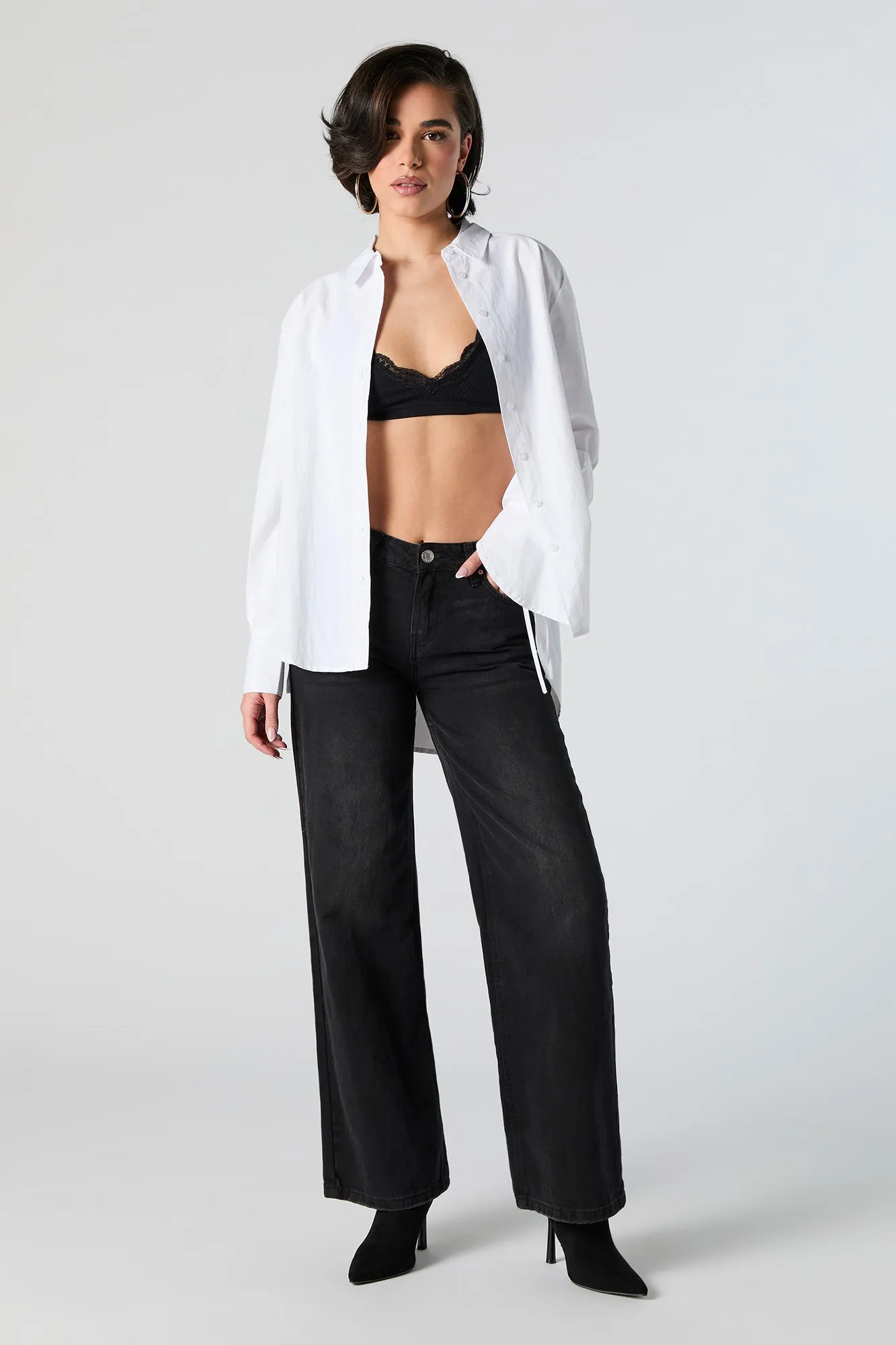 Ribbed V-Neck Lace Trim Bralette sold by Urban Planet product image thumbnail 4