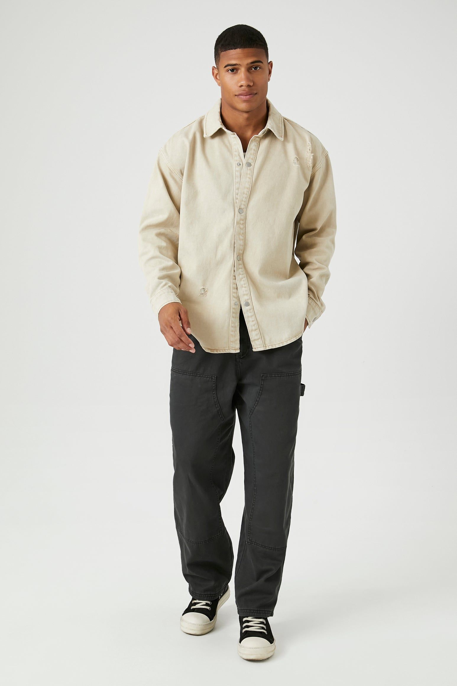 Haut boutonné d'aspect usé délavé minéral sold by Urban Planet product image thumbnail 4