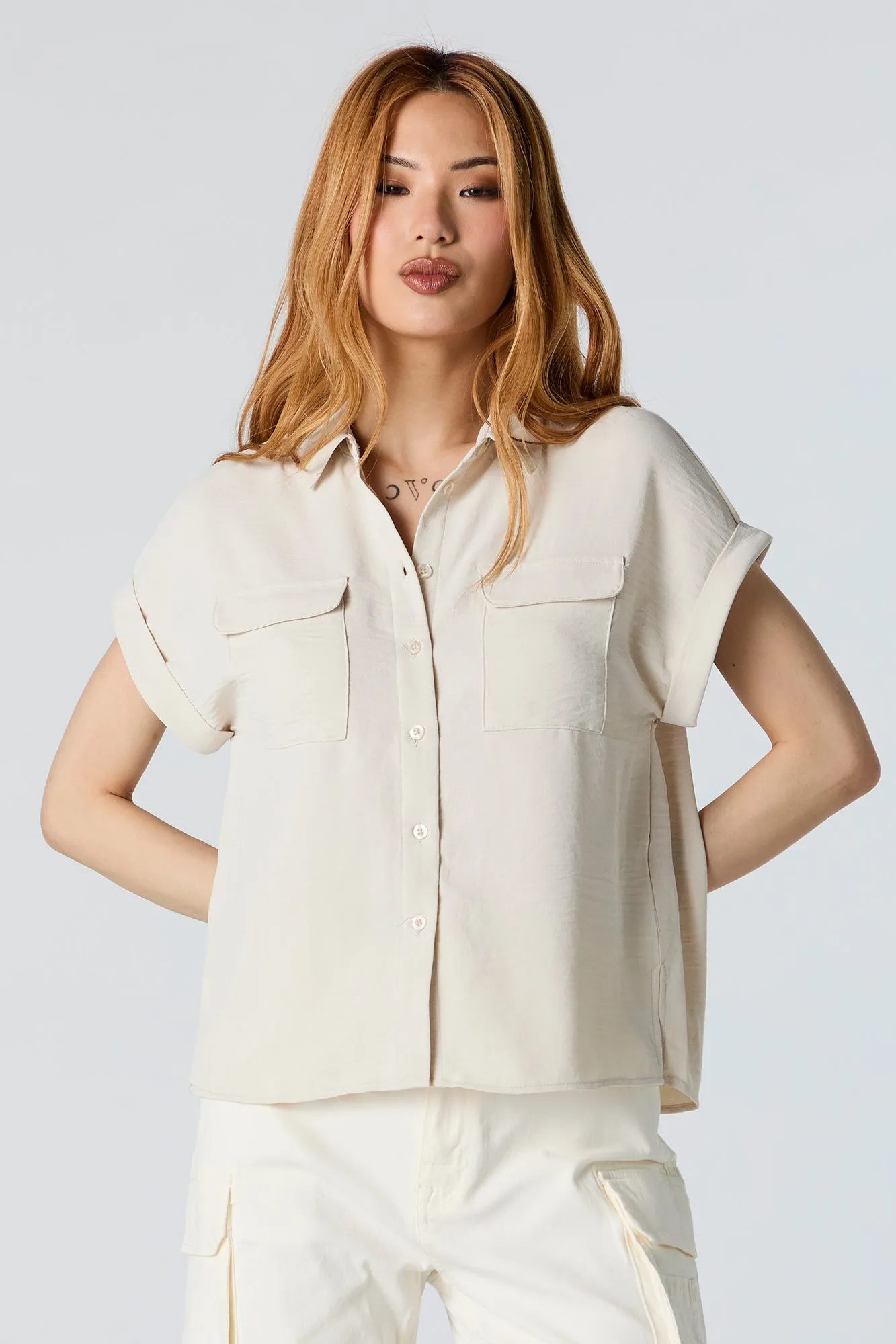 Button-Up Short Sleeve Top sold by Urban Planet product image thumbnail 4