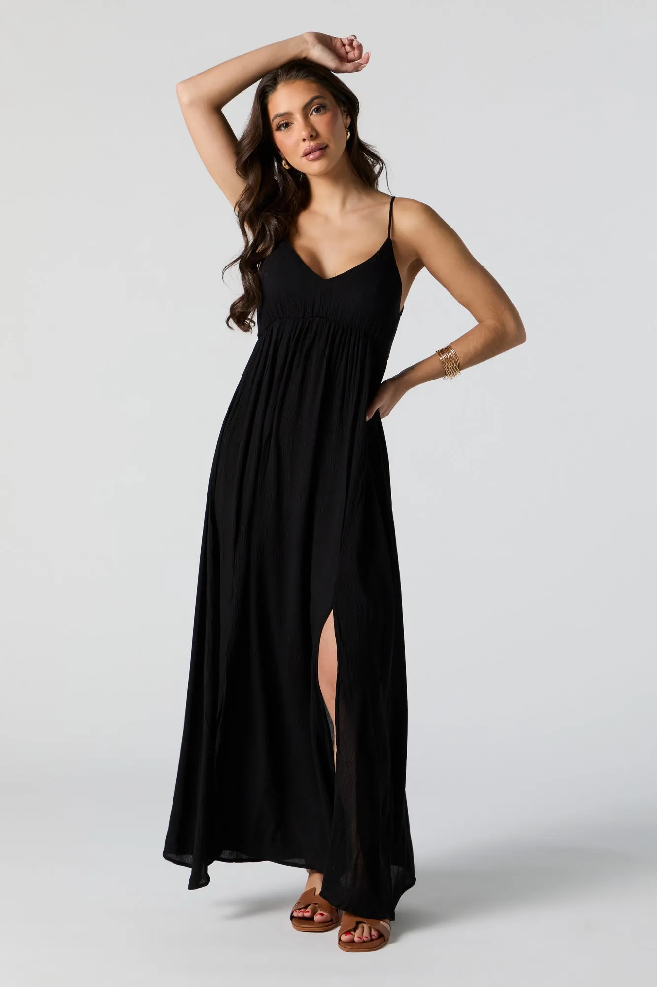 Robe maxi avec fente et encolure en V sold by Urban Planet product image thumbnail 4