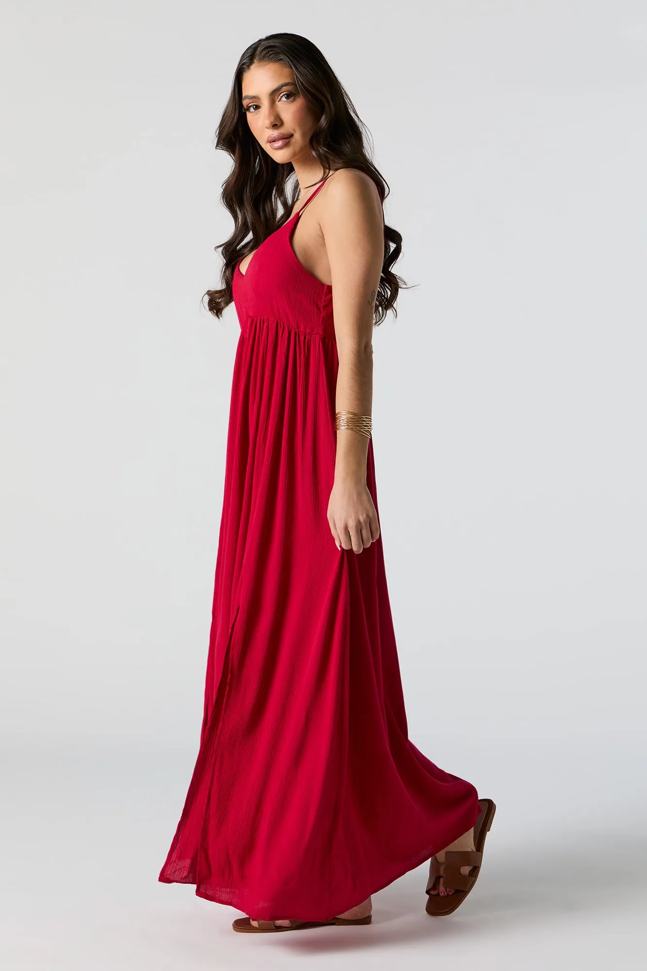 Robe maxi avec fente et encolure en V sold by Urban Planet product image thumbnail 2