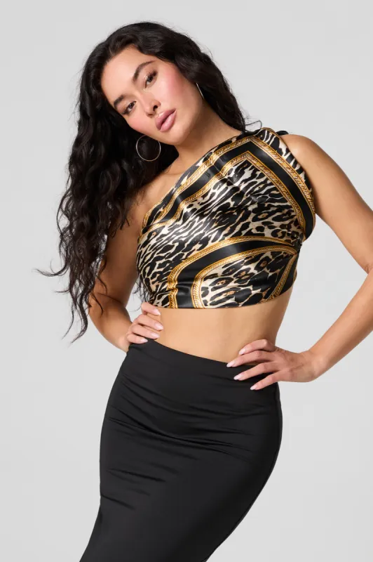 Cheetah Chain Link Print Satin Multiway Scarf sold by Urban Planet