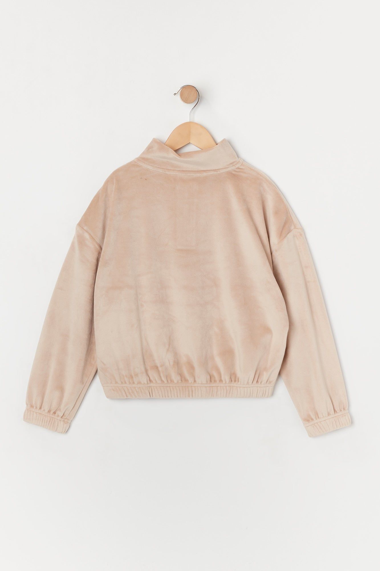 Girls Rhinestone Teddy Velour Half Zip Sweatshirt sold by Urban Planet product image thumbnail 2