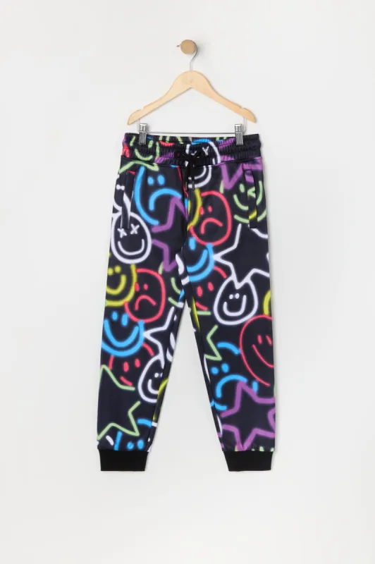 Jogger en molleton à imprimé graffitis Étoile et smiley pour garçon sold by Urban Planet