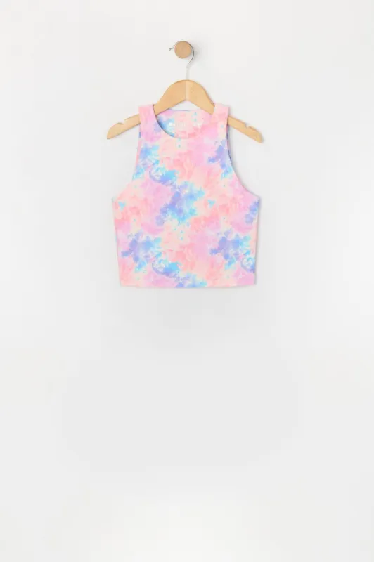 Girls Tie Dye Print Active High Neck Tank sold by Urban Planet