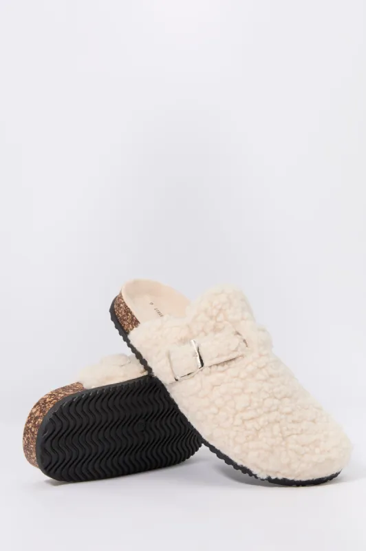 Faux Fur Cork Slipper Slides sold by Urban Planet