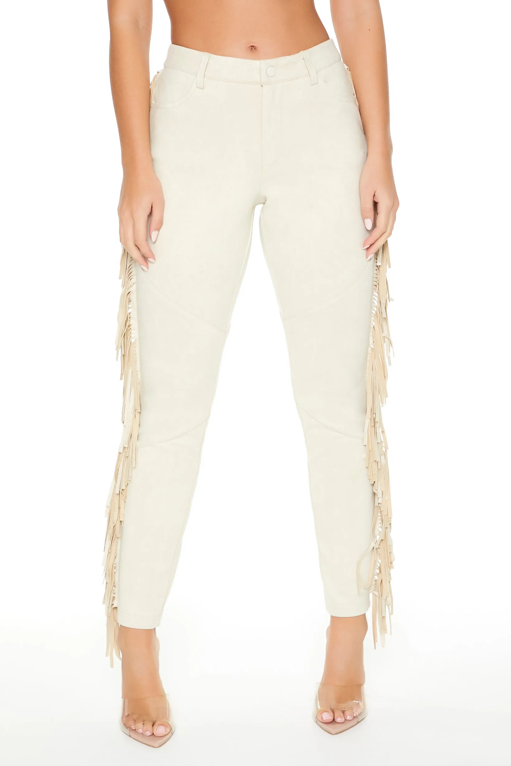 Pantalon à jambe semi-évasée en semisuède avec franges sold by Urban Planet product image thumbnail 3