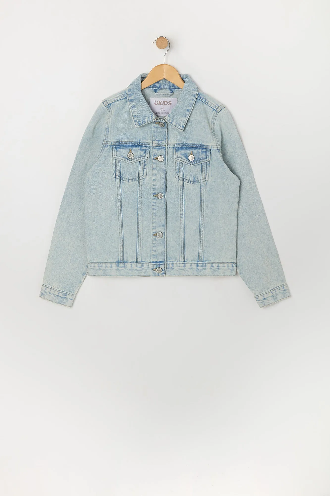 Girls Light Wash Denim Jacket sold by Urban Planet