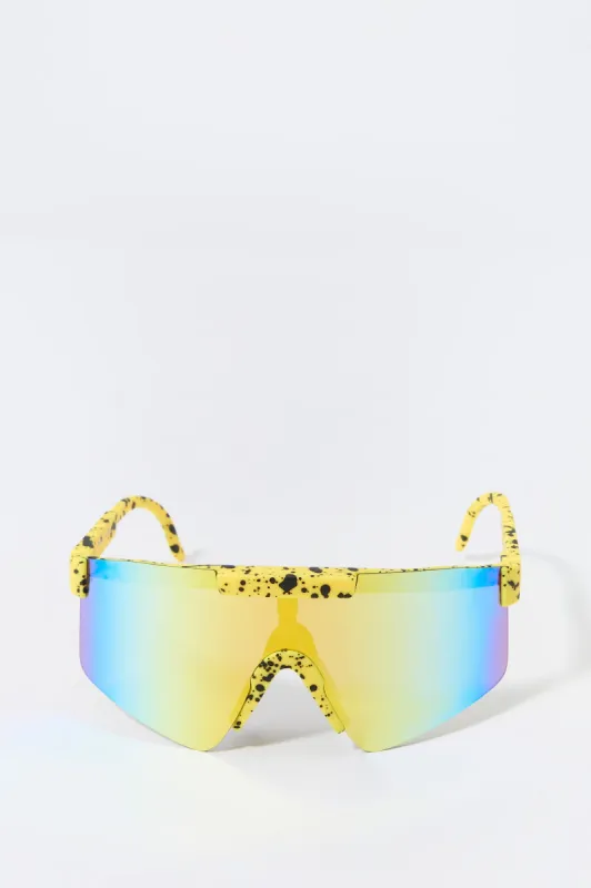Paint Splatter Print Tinted Shield Sunglasses sold by Urban Planet