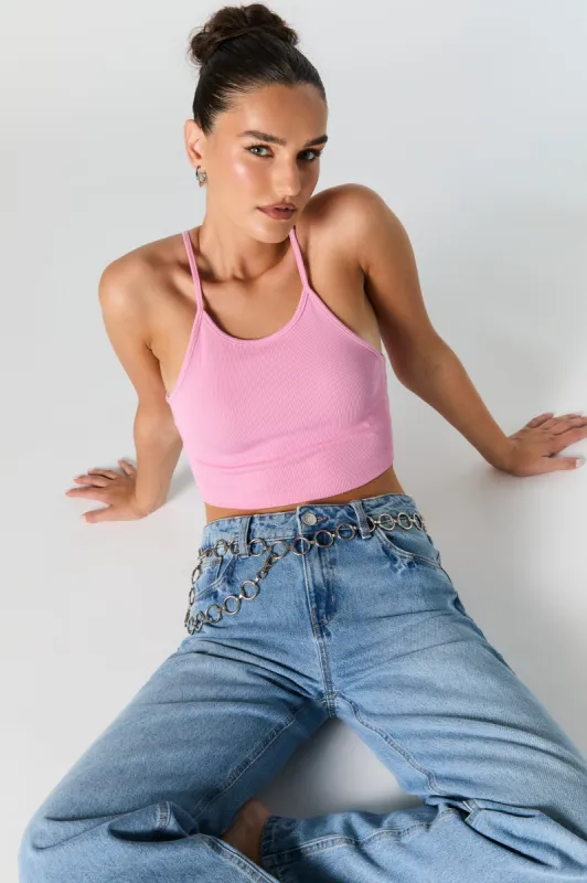 Ribbed Halter Cropped Cami sold by Urban Planet