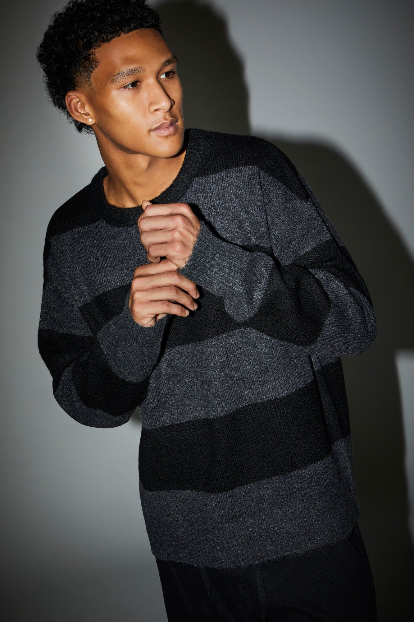 Striped Knit Crewneck Sweater sold by Urban Planet