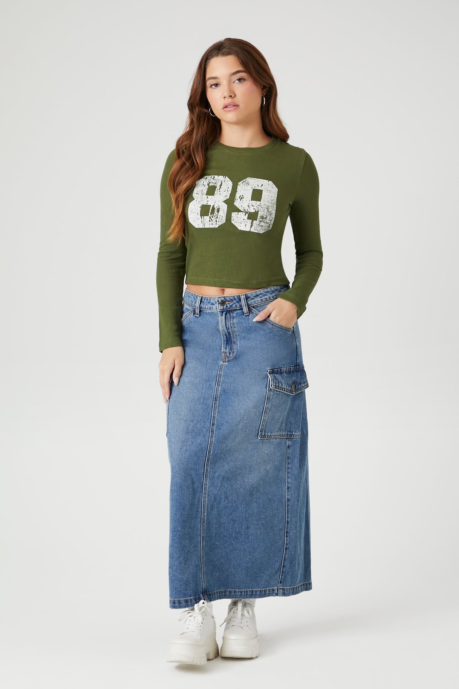 Haut côtelé à manches longues avec imprimé 89 sold by Urban Planet product image thumbnail 4