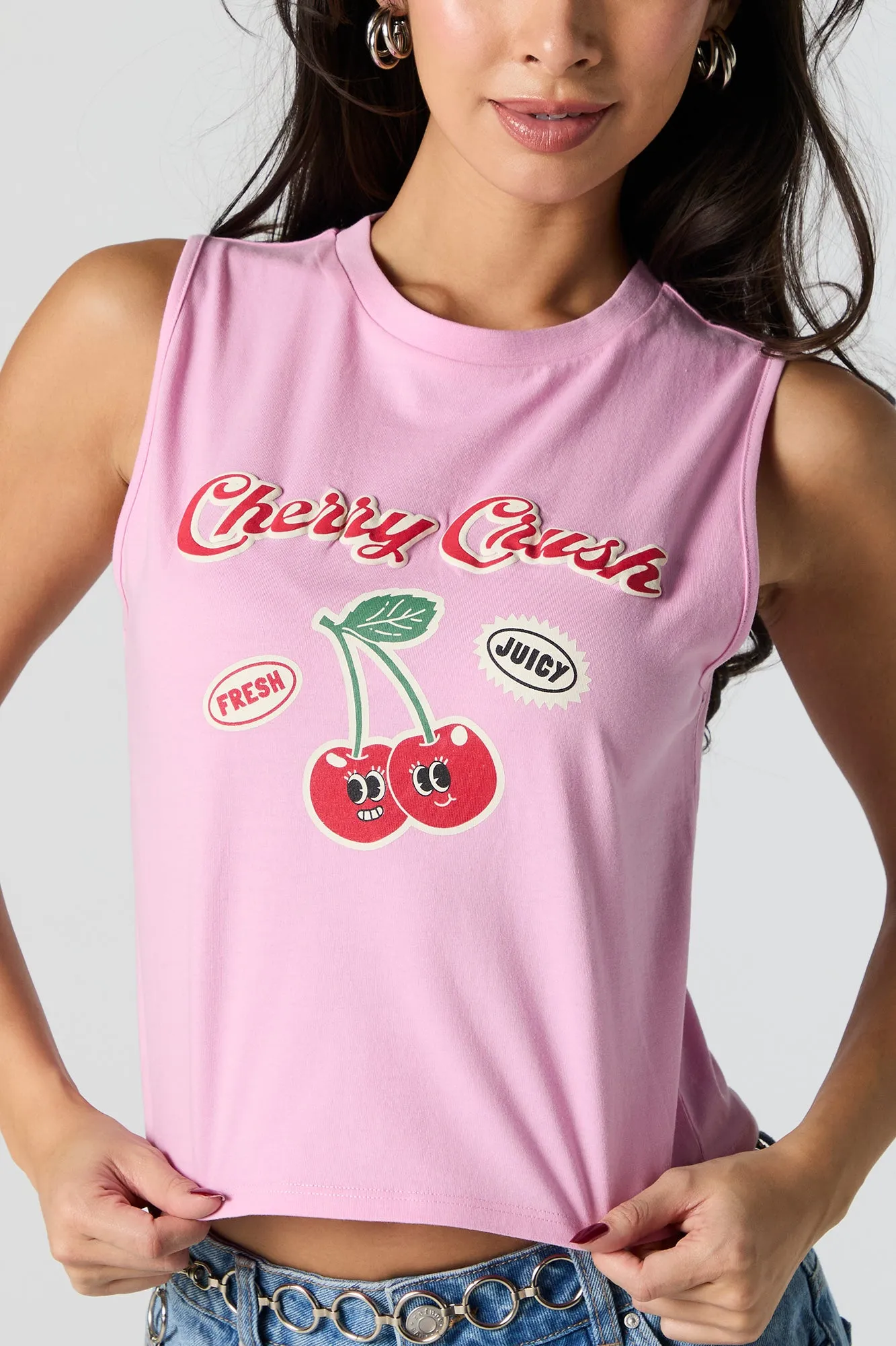 Cherry Crush Embroidered Tank sold by Urban Planet product image thumbnail 2