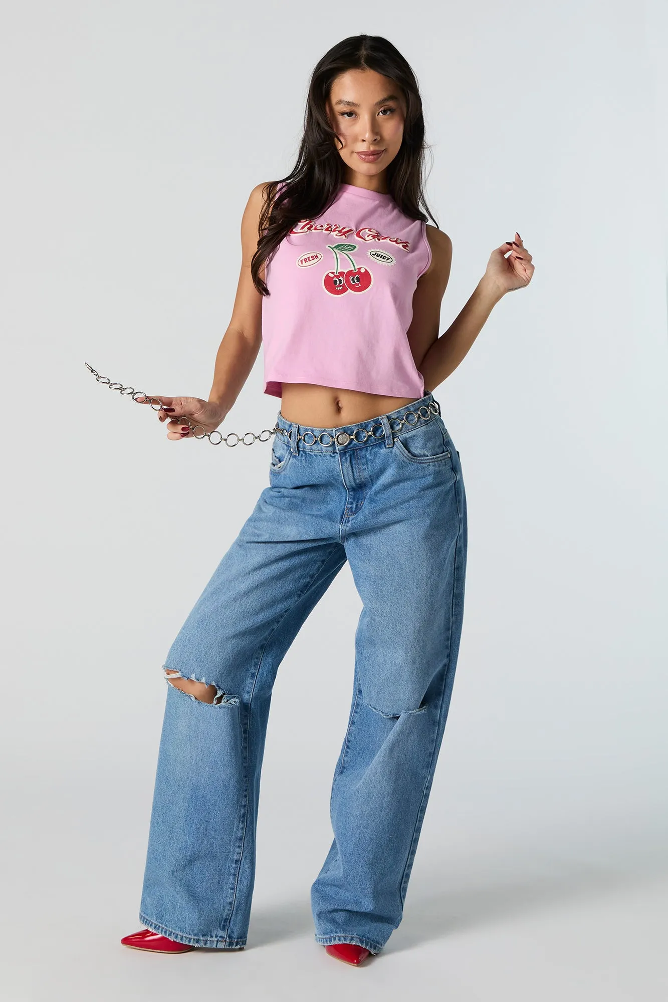 Cherry Crush Embroidered Tank sold by Urban Planet product image thumbnail 3