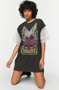 Robe t-shirt imprimé avec franges perlées sold by Urban Planet