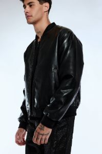 Embossed Faux-Leather Bomber Jacket sold by Urban Planet