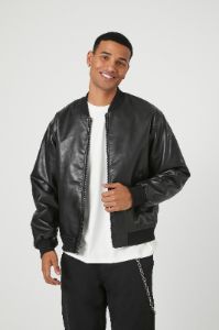 Embossed Faux-Leather Bomber Jacket sold by Urban Planet