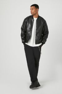 Embossed Faux-Leather Bomber Jacket sold by Urban Planet