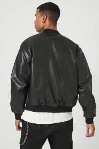 Embossed Faux-Leather Bomber Jacket sold by Urban Planet