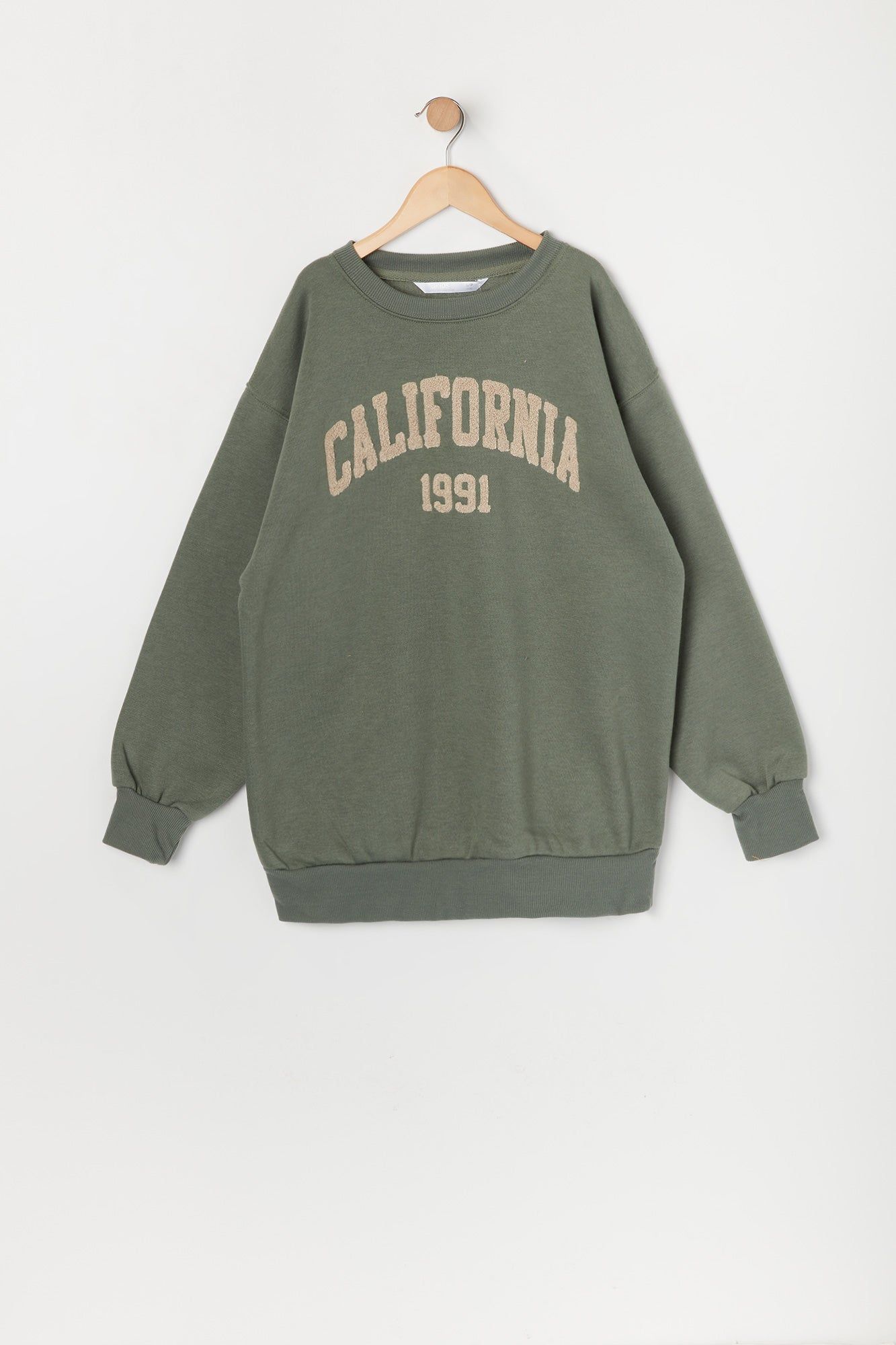 Girls Oversized California Sherpa Embroidered Sweatshirt sold by Urban Planet
