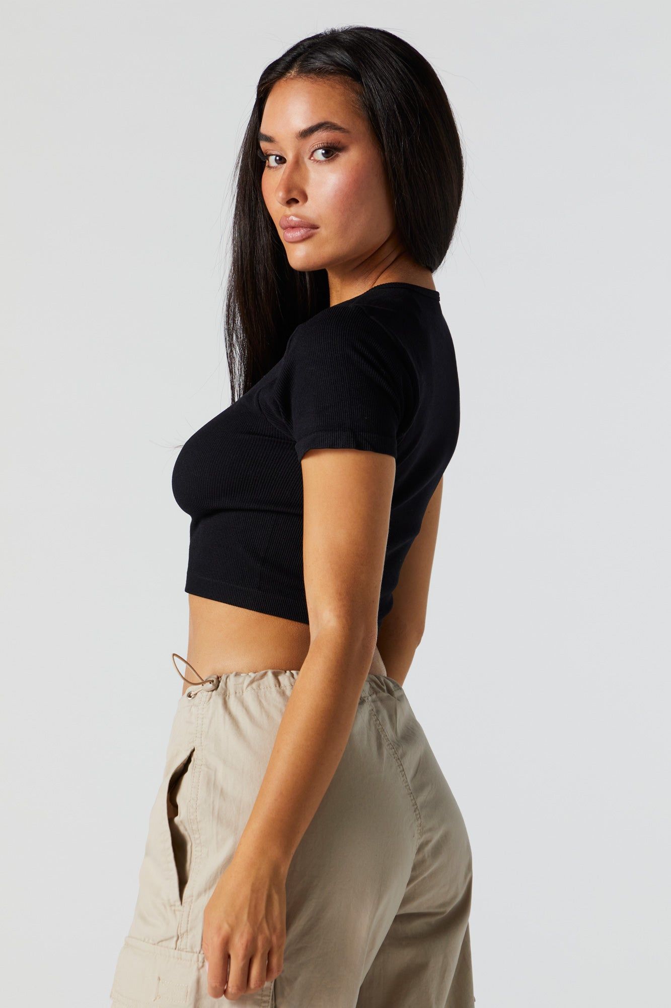 Seamless Ribbed Cropped T-Shirt sold by Urban Planet product image thumbnail 2