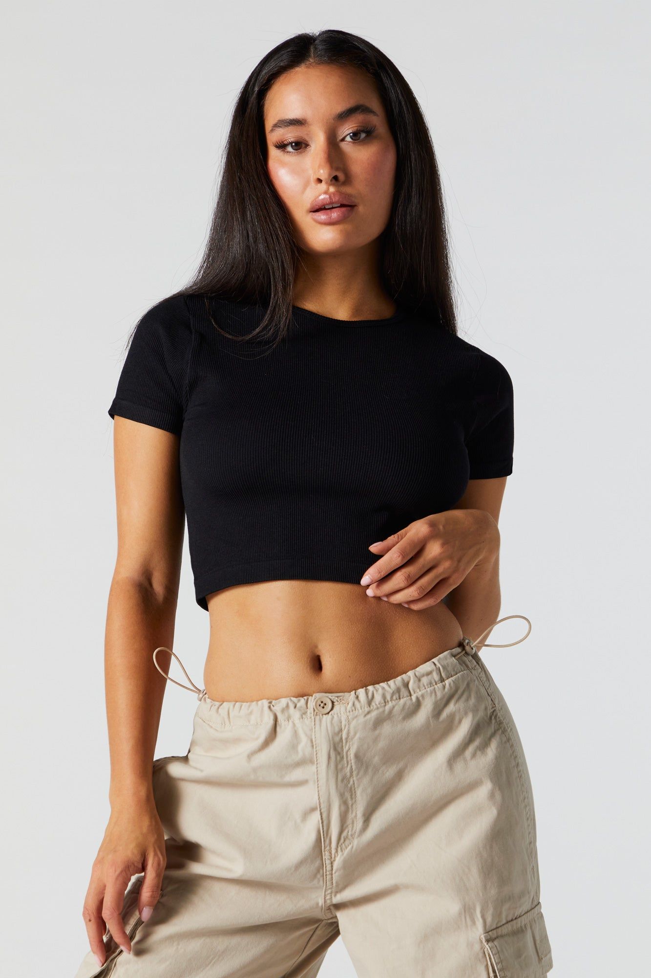 Seamless Ribbed Cropped T-Shirt sold by Urban Planet