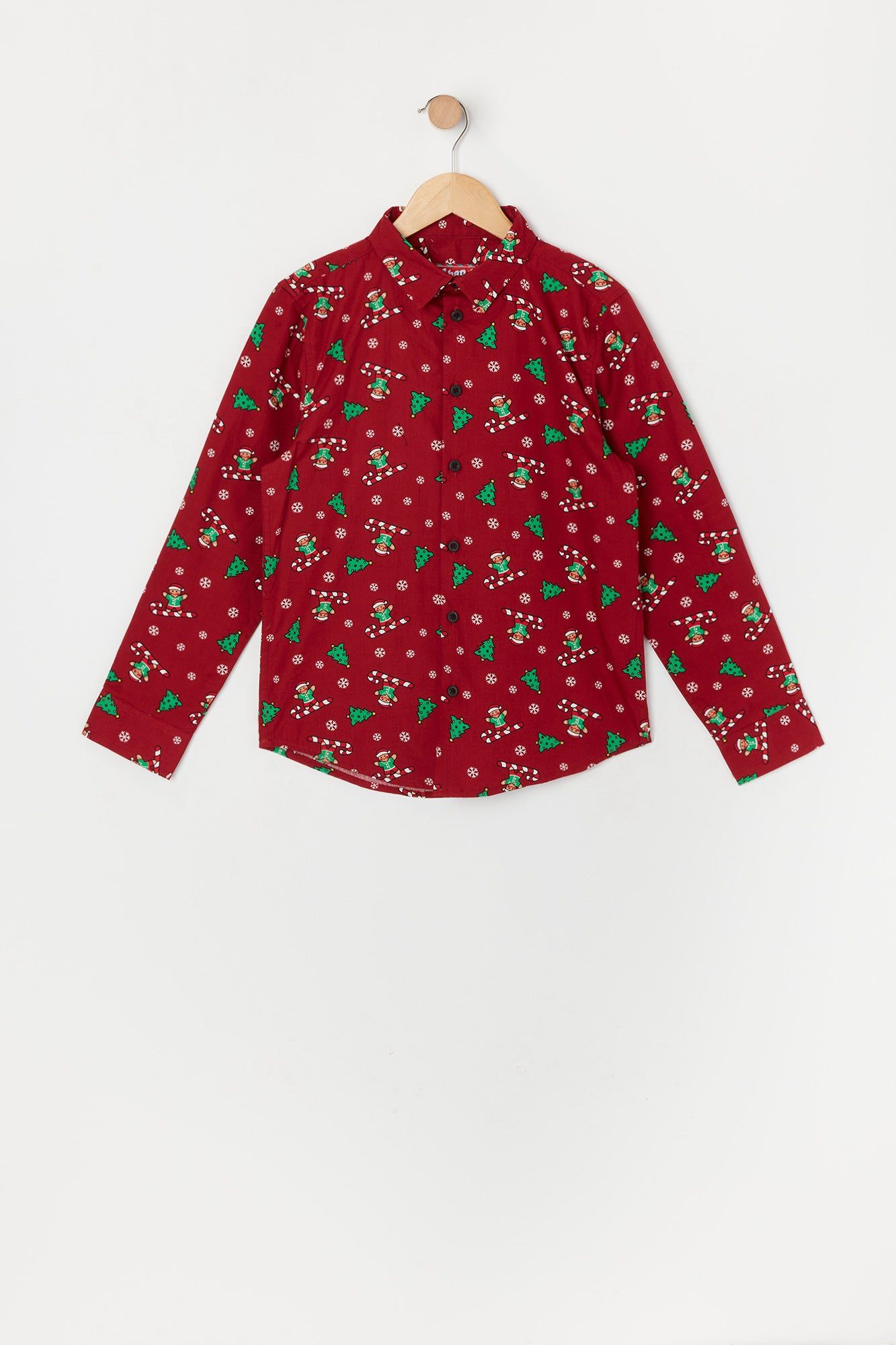 Boys Gingerbread Print Button-Up Top sold by Urban Planet