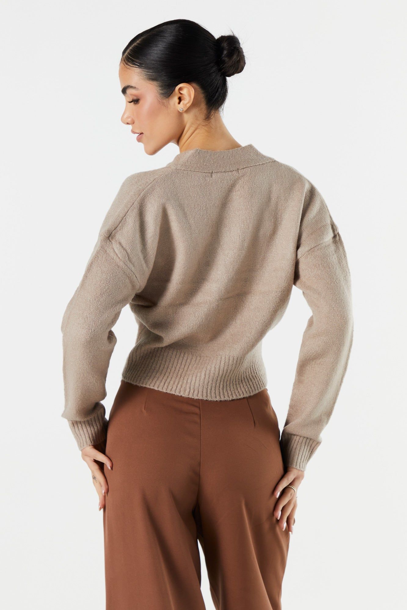 Knit Button-Up Cropped Cardigan sold by Urban Planet product image thumbnail 2