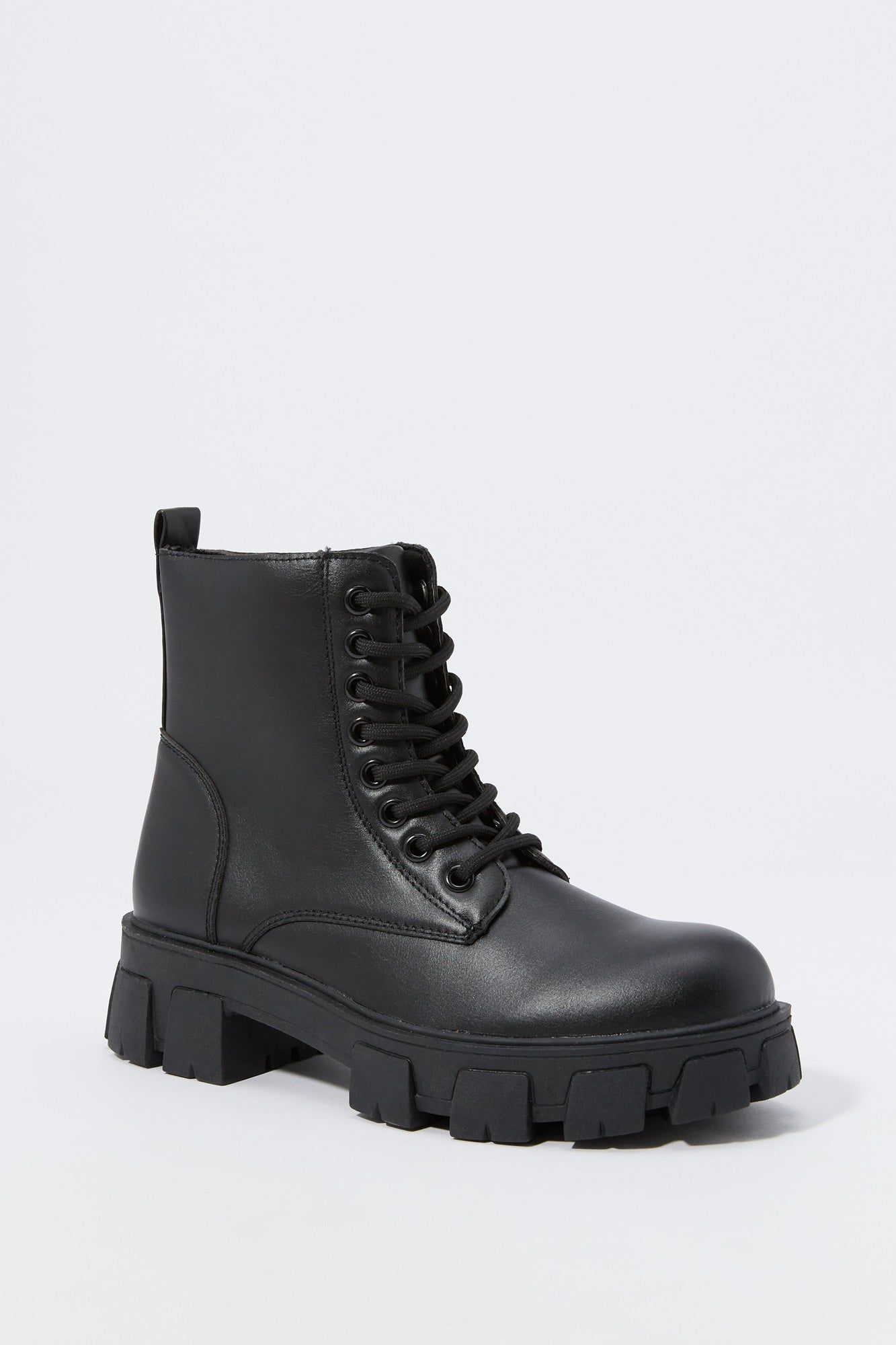 Black Faux Leather Lace Up Boot sold by Urban Planet product image thumbnail 2
